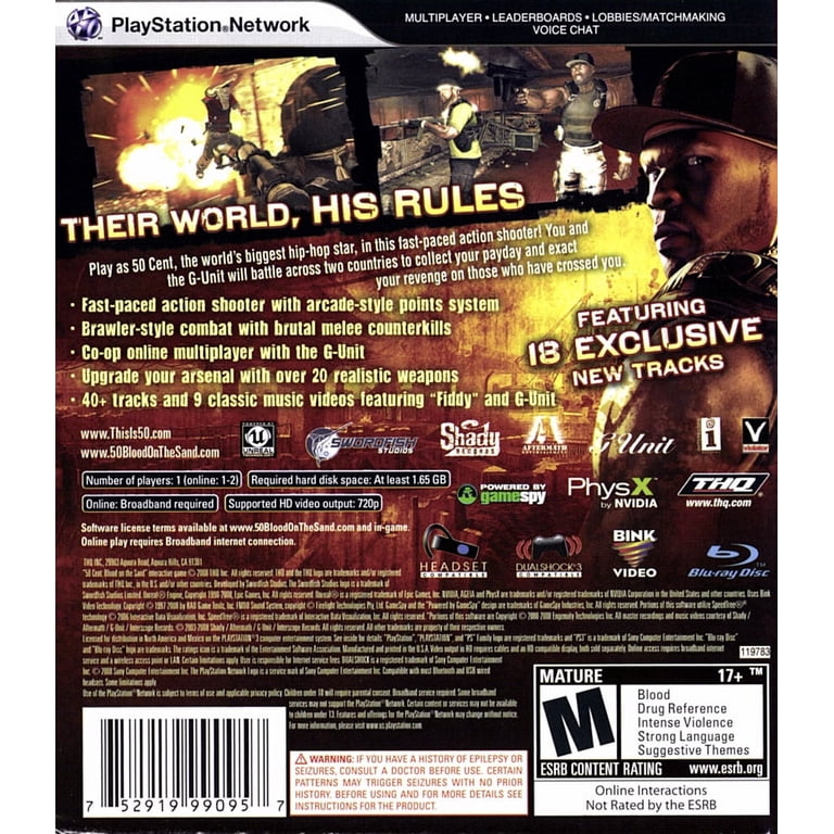 Sony PlayStation 3 Game - 50 Cent Blood on the Sand, G-Unit Sony PlayStation 3 Game - 50 Cent Blood on the Sand, G-Unit