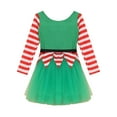 thumbnail image 6 of iEFiEL Kids Girls Christmas Elf Dress Long Sleeve Stripes Tutu Dance Dress Leotard Santa Little Helper Outfit Green 10, 6 of 7