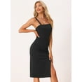 thumbnail image 3 of Vestido AjustadoTubo de Oficina con Dobladillo Dividido y Tirantes Finos Disfraz de Halloween para Mujer Negro XS, 3 of 6