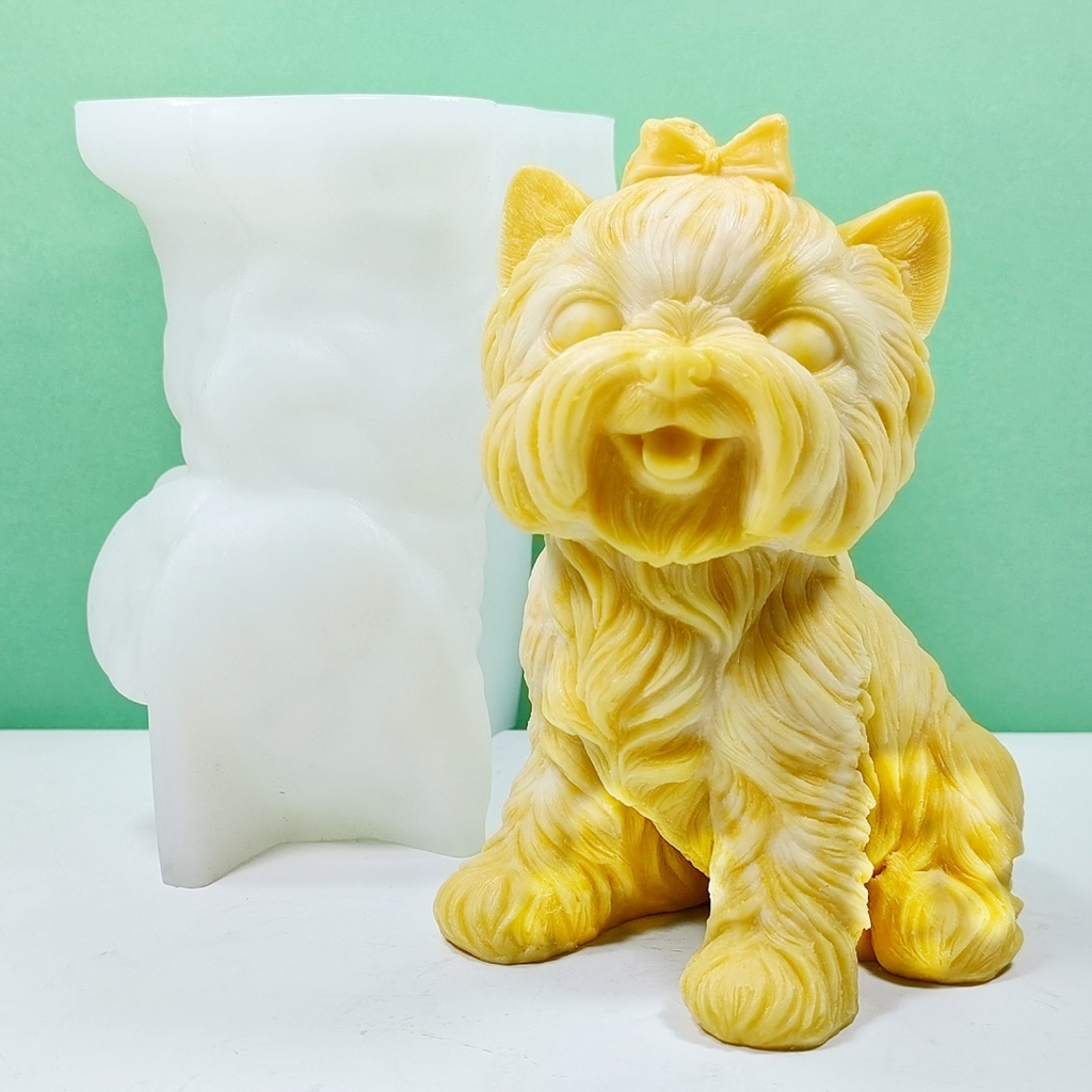 WINDLAND Little Dog Decoration Candle Silicone Mold Epoxy Sitting Dog Candle Silicone Mold DIY Ornament Jewelry Making Tool