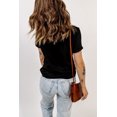 thumbnail image 1 of ABPHQTO Camiseta negra con estampado LOVE Heart con tachuelas para mujer, 1 of 5