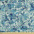 thumbnail image 2 of Ambesonne Floral Fabric by the Yard Upholstery, Middle Eastern Nature, 1 Yard, Blue Navy and Green, 2 of 5