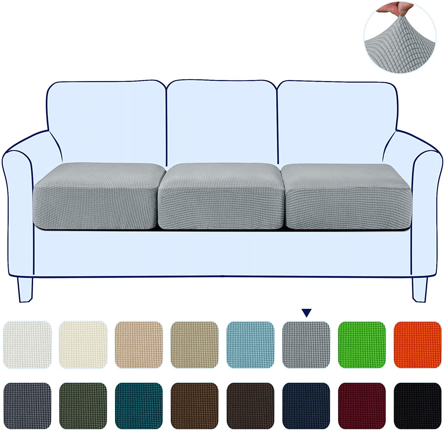 Subrtex Stretch Soft Textured Grid Box Cushion Loveseat Sofa Cushion