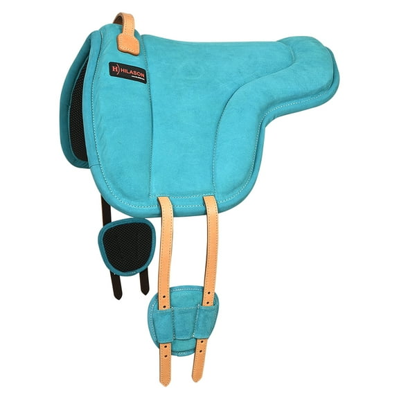 Hilason Horse Bareback Saddle Pad Anti Slip Base Suede Leather Turquoise