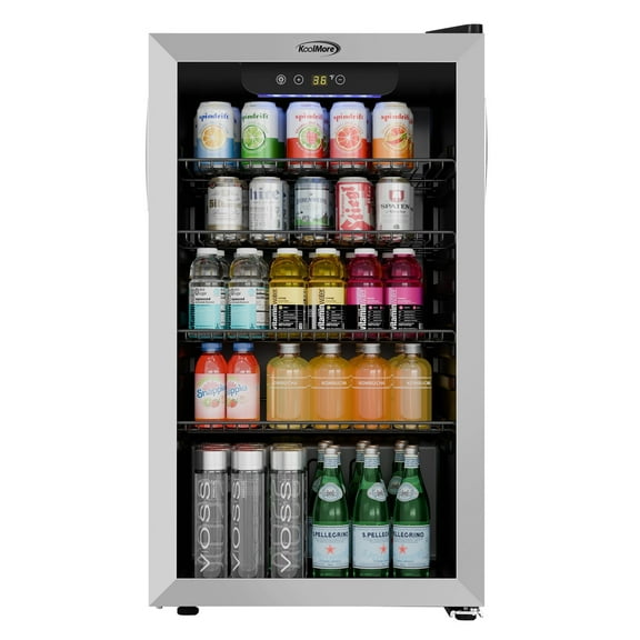KoolMore 3.2 Cu. Ft. Beverage Refrigerator Merchandiser -With Stainless Steel Trim and Touch Panel For Soda, Beer or Wine Perfect for Use in a Commercial or Home Setting.