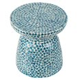 thumbnail image 2 of D15X16" Capiz Garden Stool Small Side Tabel,Blue Accent Round End Table,Blue Bamboo Garden Outdoor Patio Outdoor Tables, 2 of 13
