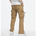 thumbnail image 4 of Pantalones de hombre de longitud completa, color liso, con cordón ajustable, multibolsillos, con ribete en la pierna, de poliéster y algodón., 4 of 5