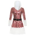 thumbnail image 3 of Femmes Noël Mini-Robe Ensemble Manches Longues à Capuche Patchwork Robe Ceinture Jambières, 3 of 6