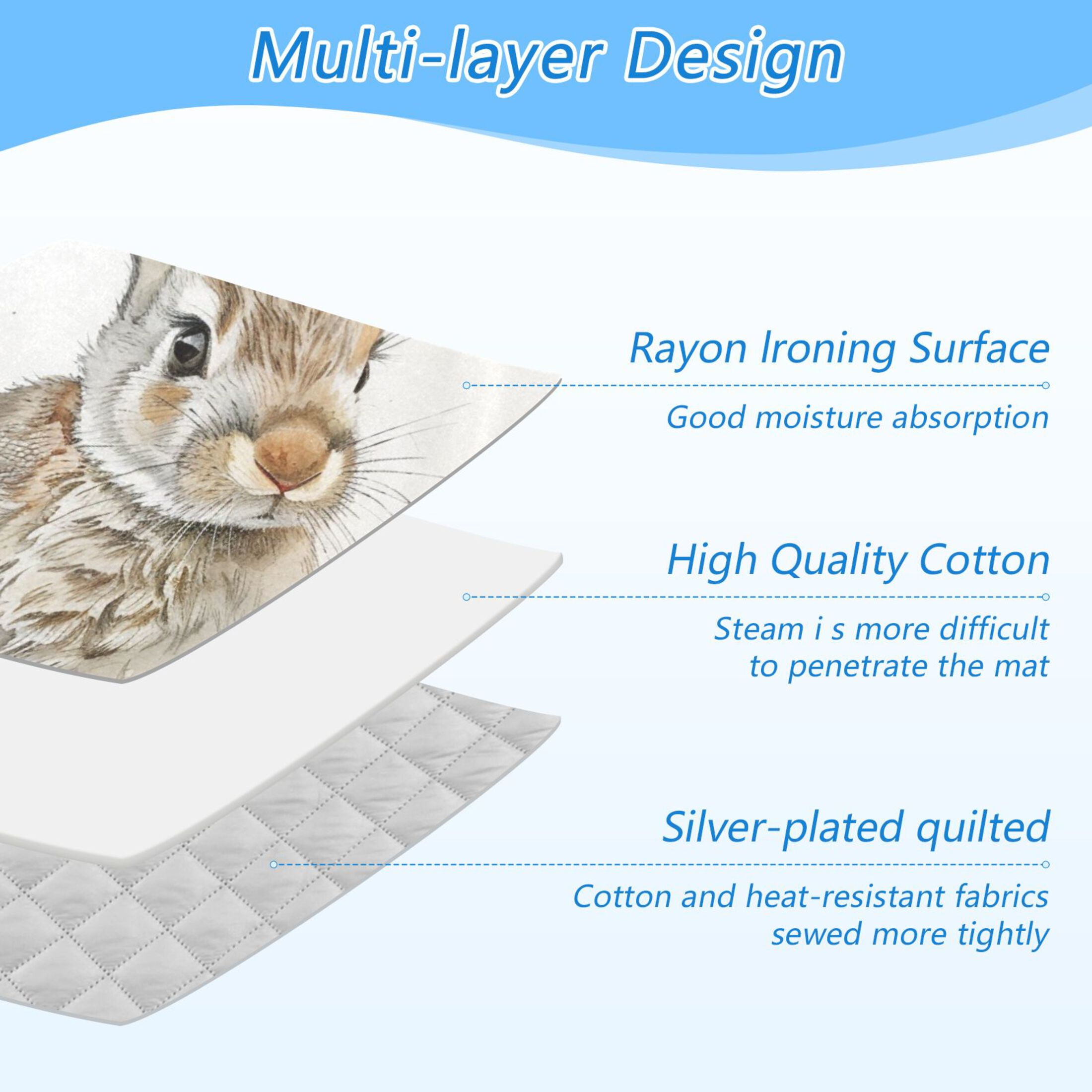 Rabbit and Leaves Ironing Board Covers Heat Resistant Ironing Pad Mat Portable for Travel Washer Dryer Table