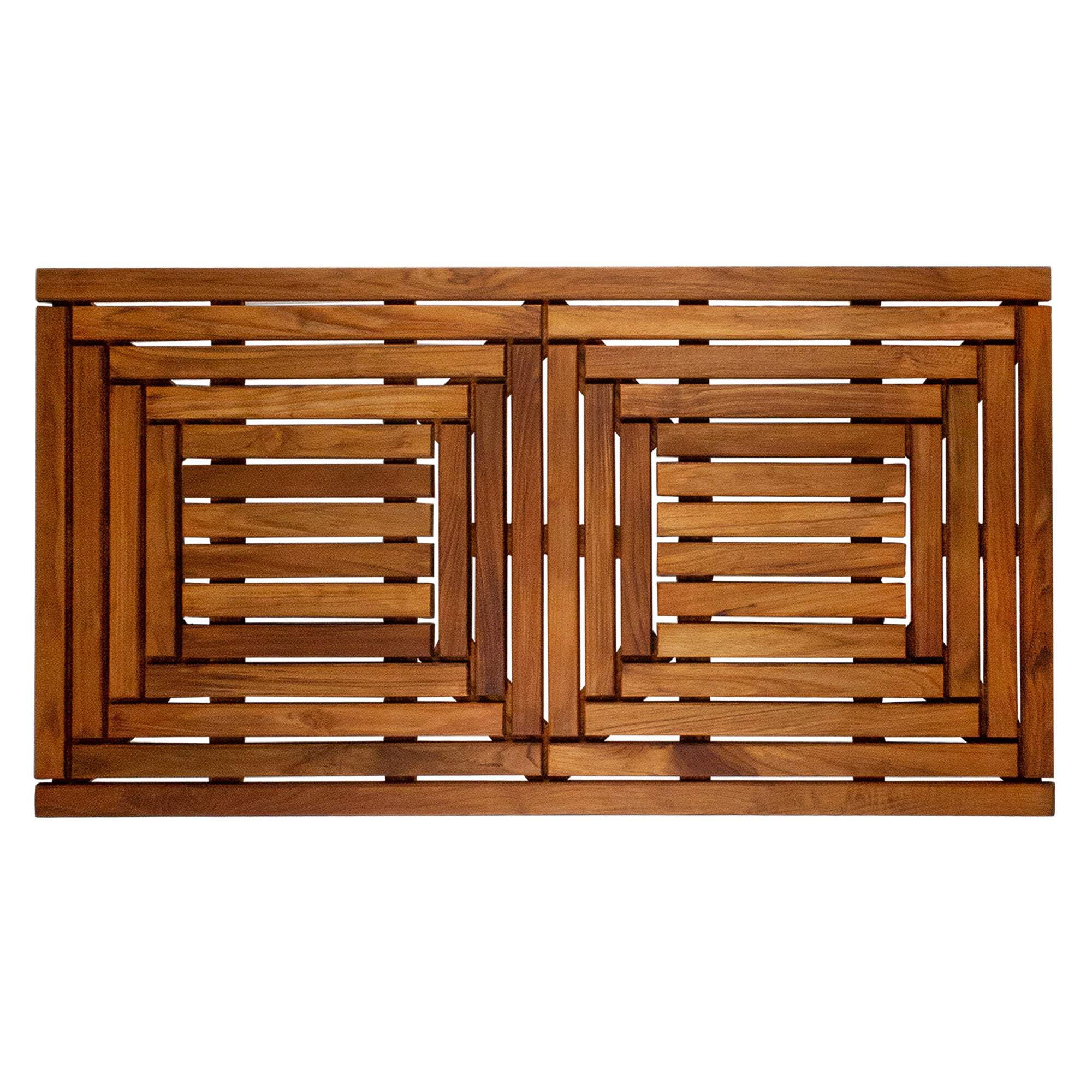Nordic Teak 39" x 19" Oiled Double Framed Shower and Bath Mat - Brown