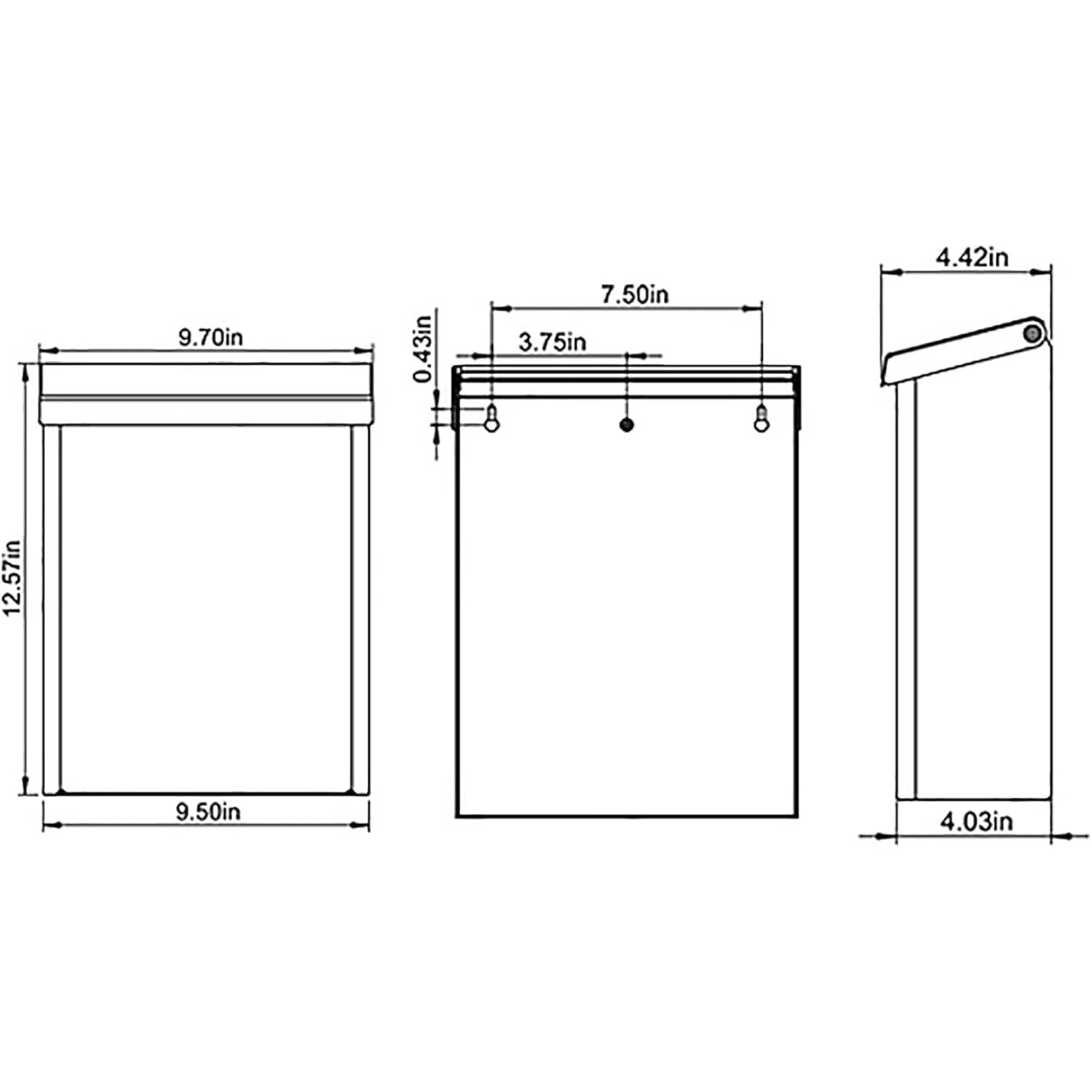 Architectural Mailboxes Designer Galvanized Steel, Locking Wall Mount Mailbox, White with Satin Nickel