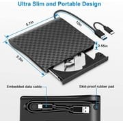 External DVD Drive, Amicool USB 3.0 Type-C CD DVD +/-RW Optical Drive USB C Burner Slim CD/DVD ROM Rewriter Writer Reader Portable for PC Laptop Desktop MacBook Mac Windows 7/8.1/10 Linux O