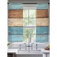 thumbnail image 2 of Farmhouse Light Blue Brown Sheer Curtains 72 Inch Length 2 Panels Set, Vintage Wooden Striped Voile Window Treatment Rod Pocket Curtains Sheers Drapes for Bedroom/Living Room/Kitchen 52"x72"x2, 2 of 7
