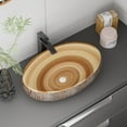 thumbnail image 6 of WinZo Bathroom Artistic Vessel Sink, 24x16x5.9 inch Oval Bowl Sink, Retro Ceramic Washbasin Above Counter, Ceramic Porcelain Bathroom Sink Bowl for Vanity, Carving Brown, 6 of 7