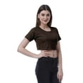 thumbnail image 4 of Moomaya Womens Round Neck Crop Top Short Sleeves Summer T-shirt Loose Fit Tops, 4 of 7