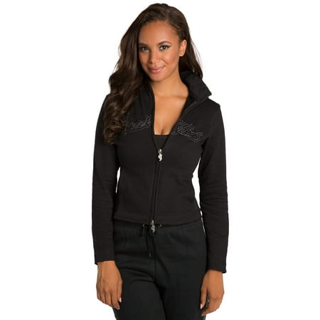 Head Embroidered Jacket - Sweet Vibes Junior Womens Track Jackets French Terry Zip Up Embroidered Raw Edge