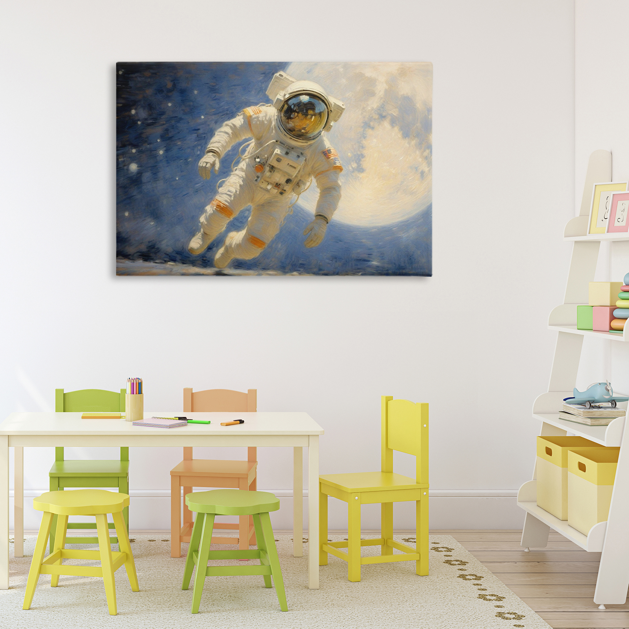 Astronaut in Vast Galaxy Canvas Wall Art, design by Angie Hawke