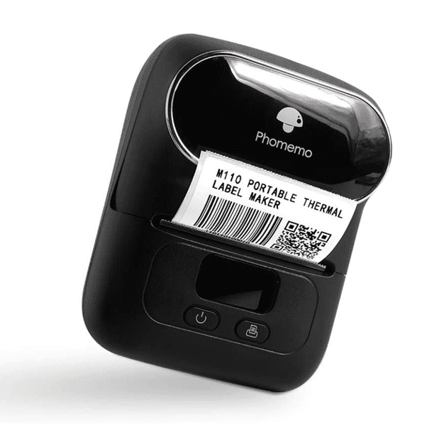 Phomemo M110 Portable Mini Thermal Label Maker Multifunctional Bluetooth Printer for Small Business, Handheld Label Maker with Different Fonts Black