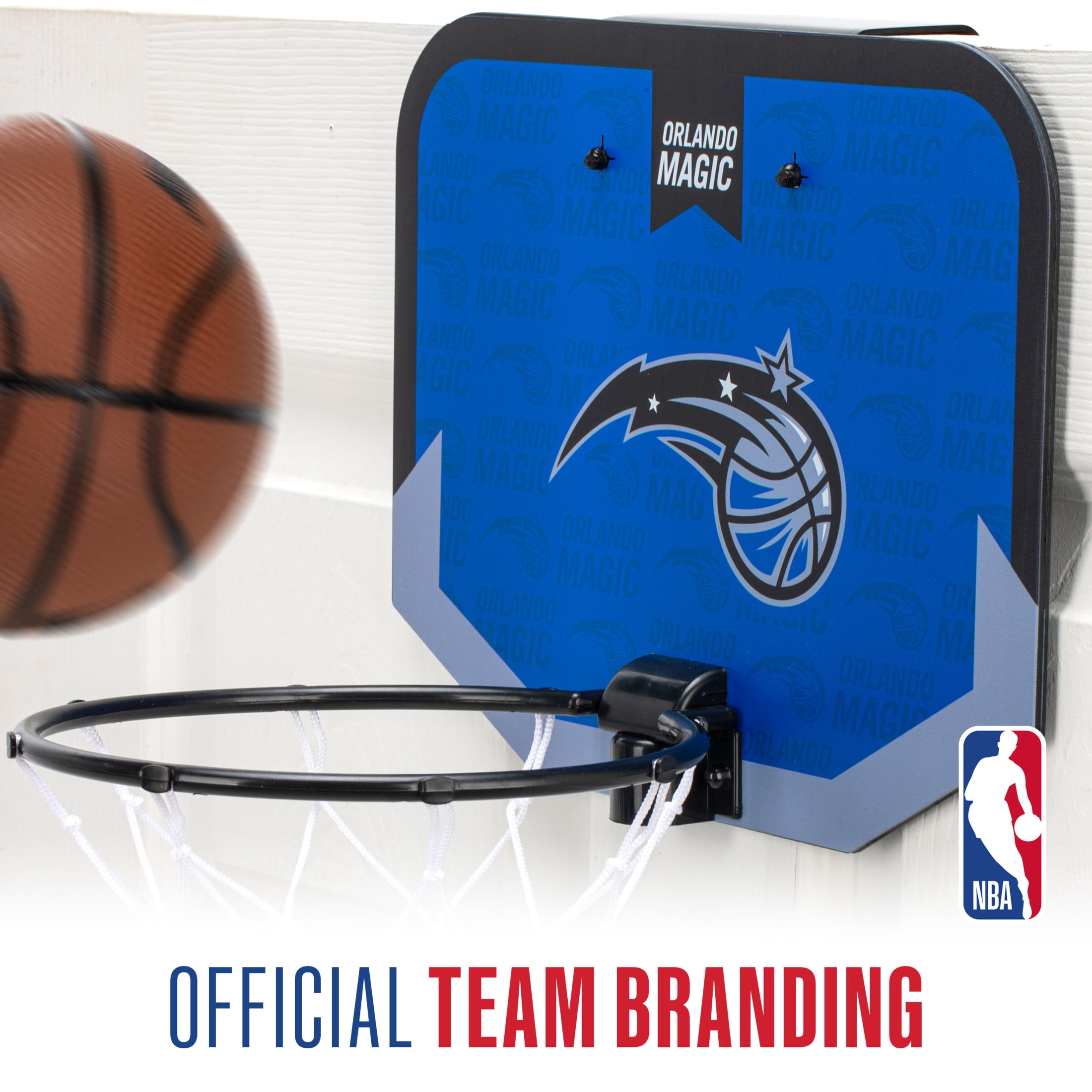 Franklin Sports NBA Orlando Magic Mini Over the Door Basketball Hoop - Kids Indoor Mini Basketball Hoop with Basketball - NBA Fan Shop Mini Hoop for Bedroom + Office - Over the Door Mini Hoop Set