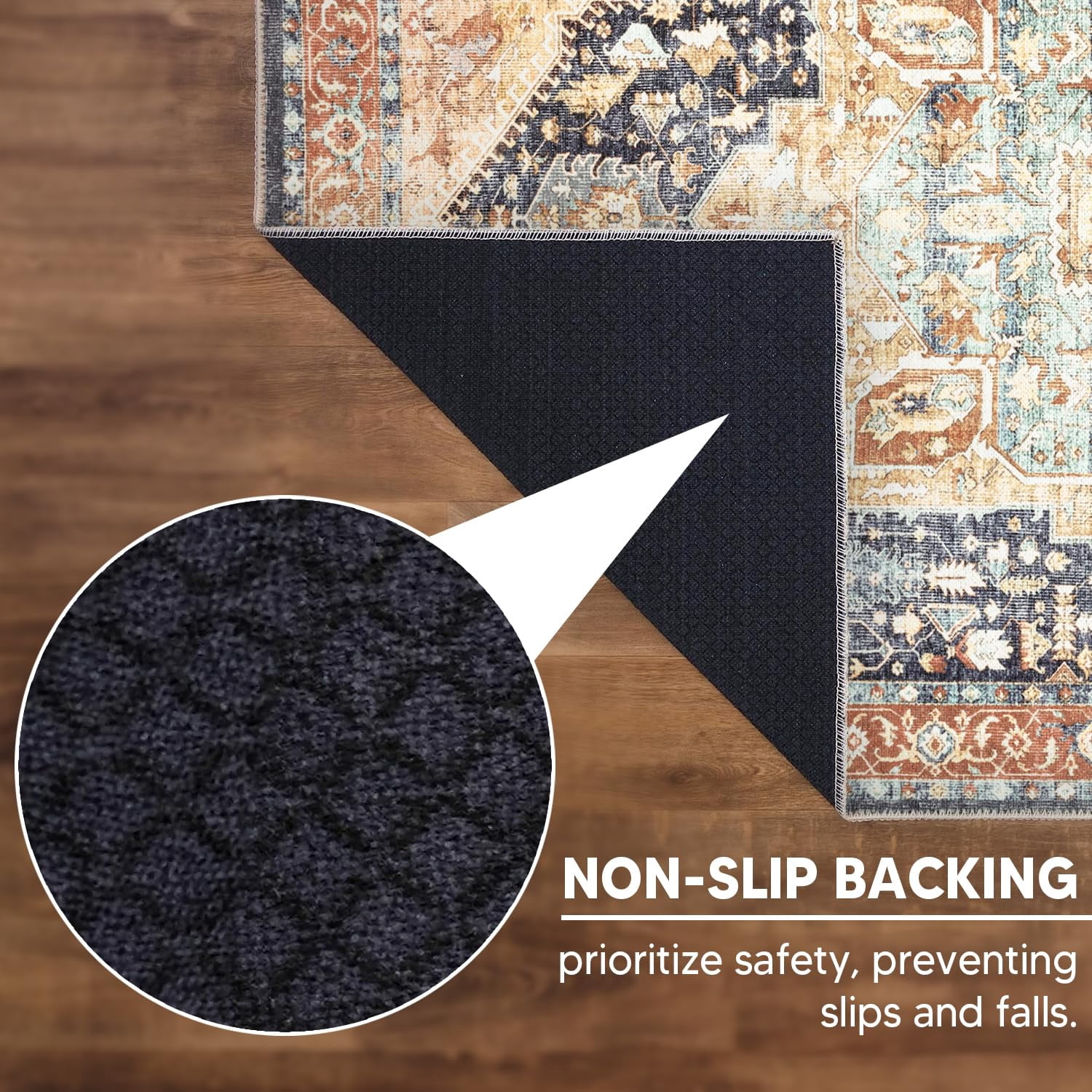 Keen Home Design Machine Washable Area Rugs with Non-slip Backing, Ideal for Hallway, Living Room, Bedroom, Kitchen and Laundry Room, Vintage Moroccan and Low Pile Rug - ( 5' x 7' )