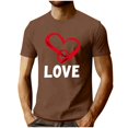 thumbnail image 2 of EchfiProm Brown Graphic Tees for Men Valentine Shirts Summer Love Heart Adults Tops Short Sleeve 2XL, 2 of 5
