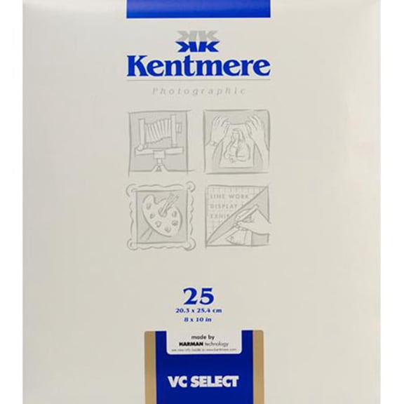 Kentmere VC Select, Variable Contrast Medium Weight RC Glossy Paper, 8x10", 25 Sheets