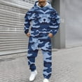 thumbnail image 5 of yuCgh Men's Casual and Personalized Printed Long Sleeve Hooded Sweatshirt and Sweatpants Two-Piece Set, Athletic Leisure Outfit for Gym, Lounge and Everyday Wear,Blue M, 5 of 6