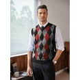 thumbnail image 2 of Coshow Men's Knitted Pullover Vest Sleeveless Pullover Slim Fit V Neck Diamond Vest, 2 of 5