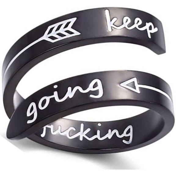 Stainless Steel Inspirational Mantra Graduation Encouragement Wedding Statement Ring