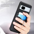 thumbnail image 6 of Phone Case for Google Pixel 7A 5G 2023 Wallet Cover with Tempered Glass Screen Protector and Slim Ring Stand Credit Card Holder Magnetic Leather Cell Accessories Pixel7A A7 Women Men Black, 6 of 14