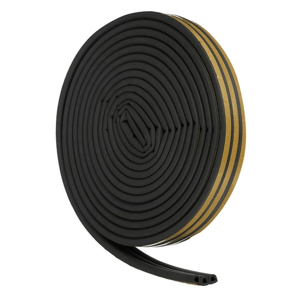 Cinta de sellado para puertas/ventanas de 49 pies, cinta de espuma tipo D de 5/16 pulgadas x 3/8 pulgadas color negro