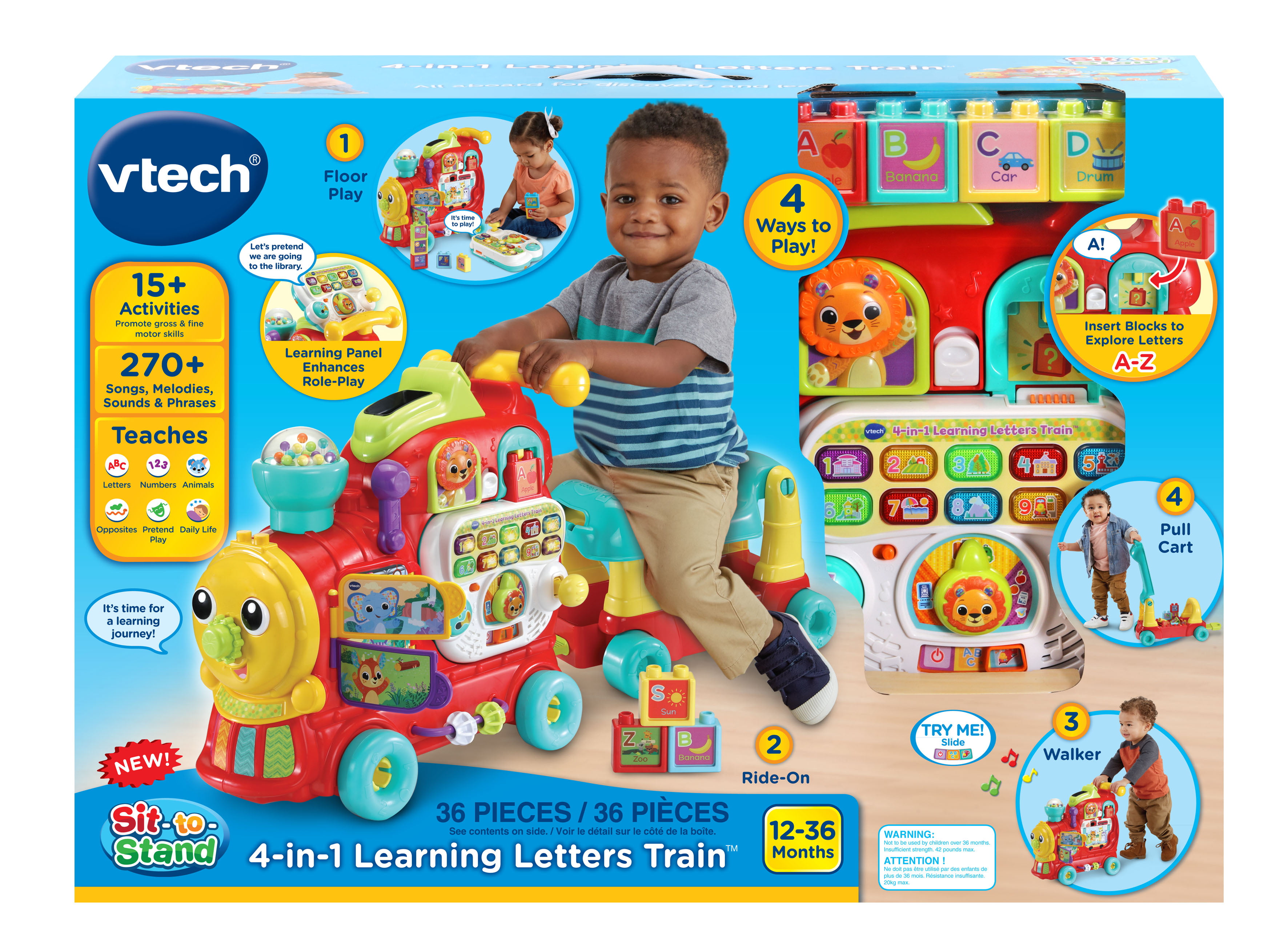 4in1 VTech Push and Ride Alphabet Train Red Baby Kids Toy Musical Wagon Walker 