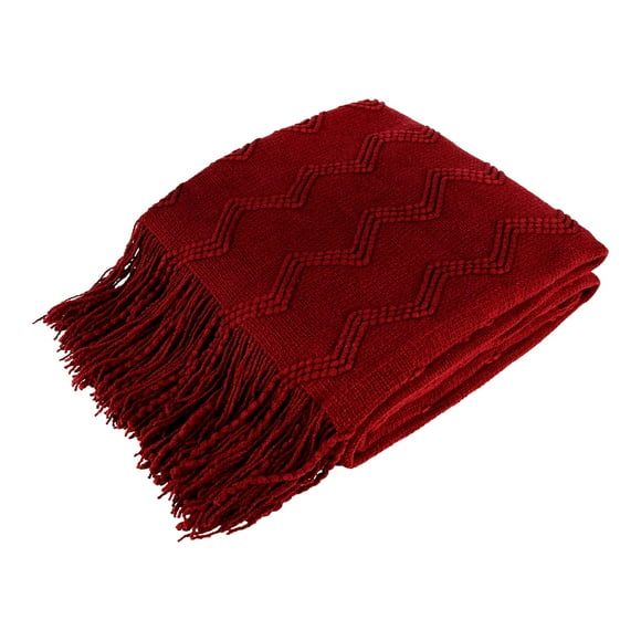 Cozy Maroon Knit Throw Blanket - Soft Boho Farmhouse Decor, Lightweight Burgundy Afghan for Couch, Bed, or Outdoor Use, Perfect Summer & Fall Gift, 50x60