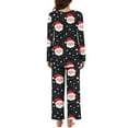 thumbnail image 4 of Hueook Fall Pajamas Women Cute Fall Pajamas for Women Women Christmas Fashionable and Casual Loose Printed Round Neck Button Up Long Sleeved Pants Pajama Set Multicolor XL, 4 of 7