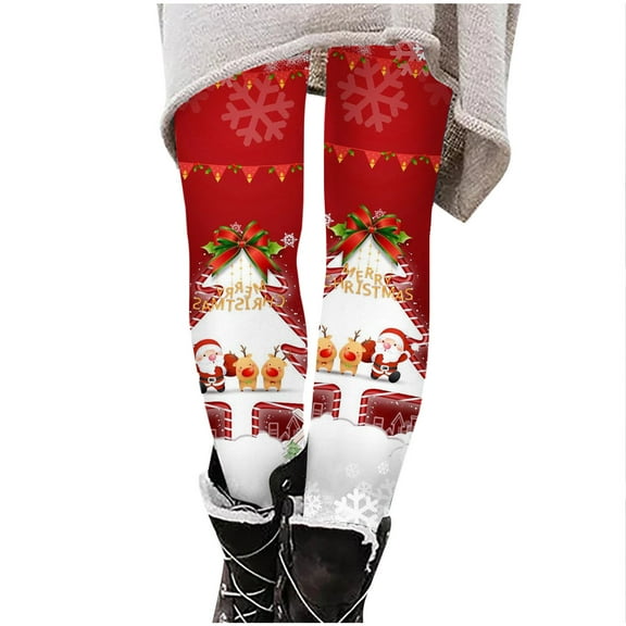 Luxalzxs Christmas Leggings for Women High Waist Slim Fit Warm Winter Workout Pants Trendy Xmas Gym Legging Tights