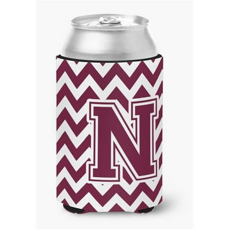 

Letter N Chevron Maroon & White Can or Bottle Hugger 0.25 x 4 x 5.5 in.