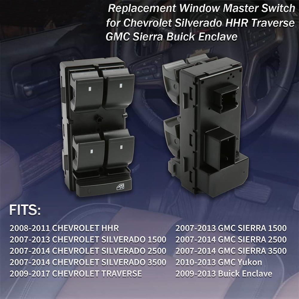 fits D1954F Power Window Switch Chevy Silverado HHR Traverse GMC Sierra Buick Enclave Driver Side Master 