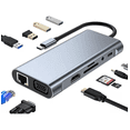 thumbnail image 2 of Adaptador Tipo C Bloosom  11 En 1 4k Hdmi Usb3.0 Usb2.0 Pd Sd/tf Rj45 Gris, 2 of 5