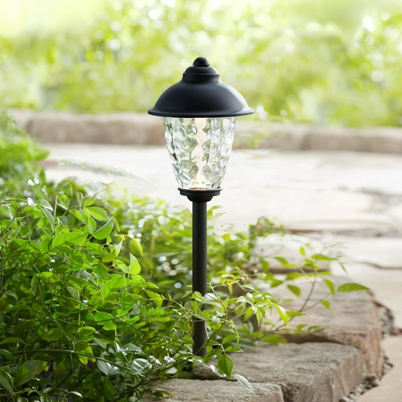 John Timberland Concord 18" High Country Outdoor Landscape Path Light Porch House Low Voltage LED Bulb Black Finish Glass Shade