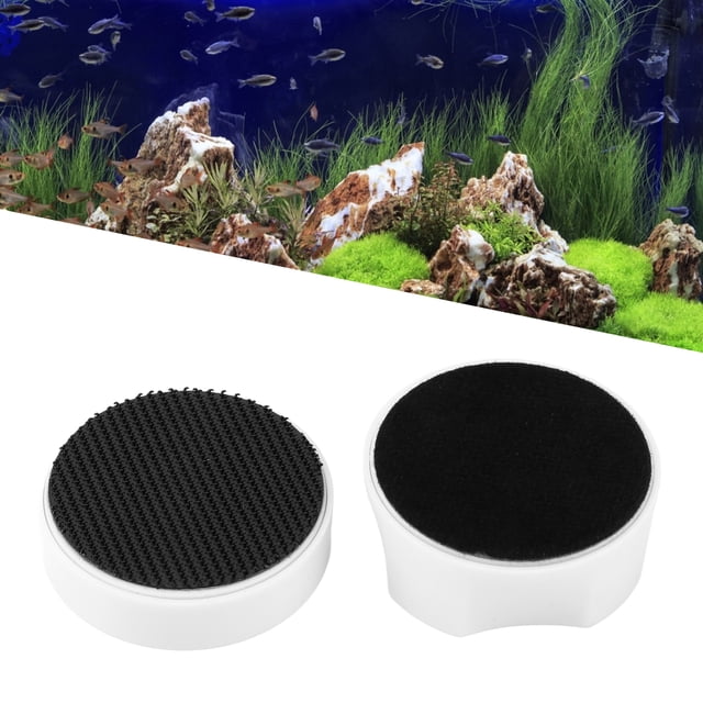 Aquarium Brush, Fish Glass Cleaner ABS Shell Dual Sided Powerful Anti Scratch For Moss Remove White