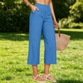 thumbnail image 4 of Women's Pants Cotton Linen Petite Summer Lightweight High Waist Straight Leg Summer Casual Fashion Trousers Pants For Women, 4 of 8
