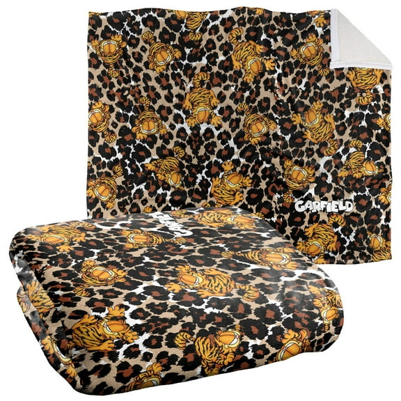 Garfield Blanket, 50"x60", Wild Cat Silky Touch Sherpa Back Super Soft Throw Blanket