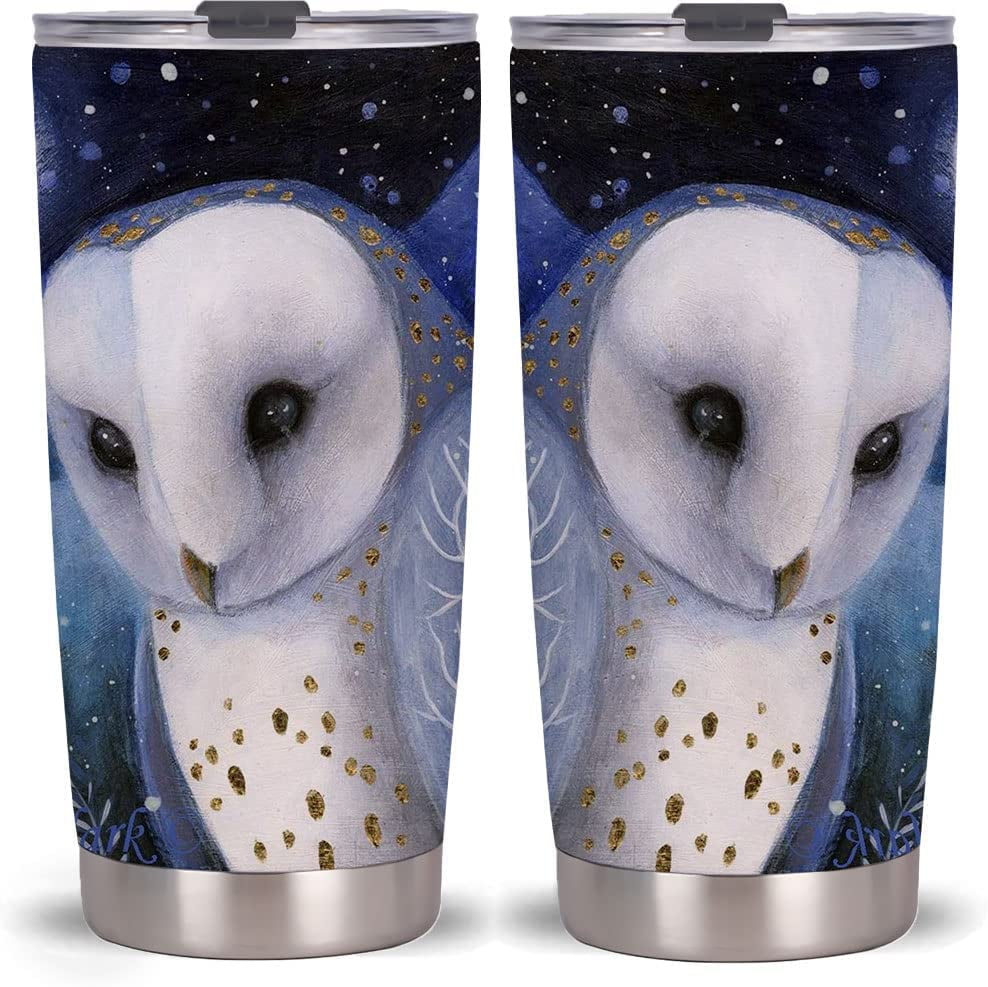20oz Owl Moon Tumbler Cup With Lid , Stainless Steel Double Wall Vacuum