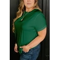 thumbnail image 5 of Women's Dark Green Plus Size Round Neck Rolled Sleeve T-Shirt for Casual Style | [ZhiHiMeRi] | (US 14W-16W)1X, 5 of 12