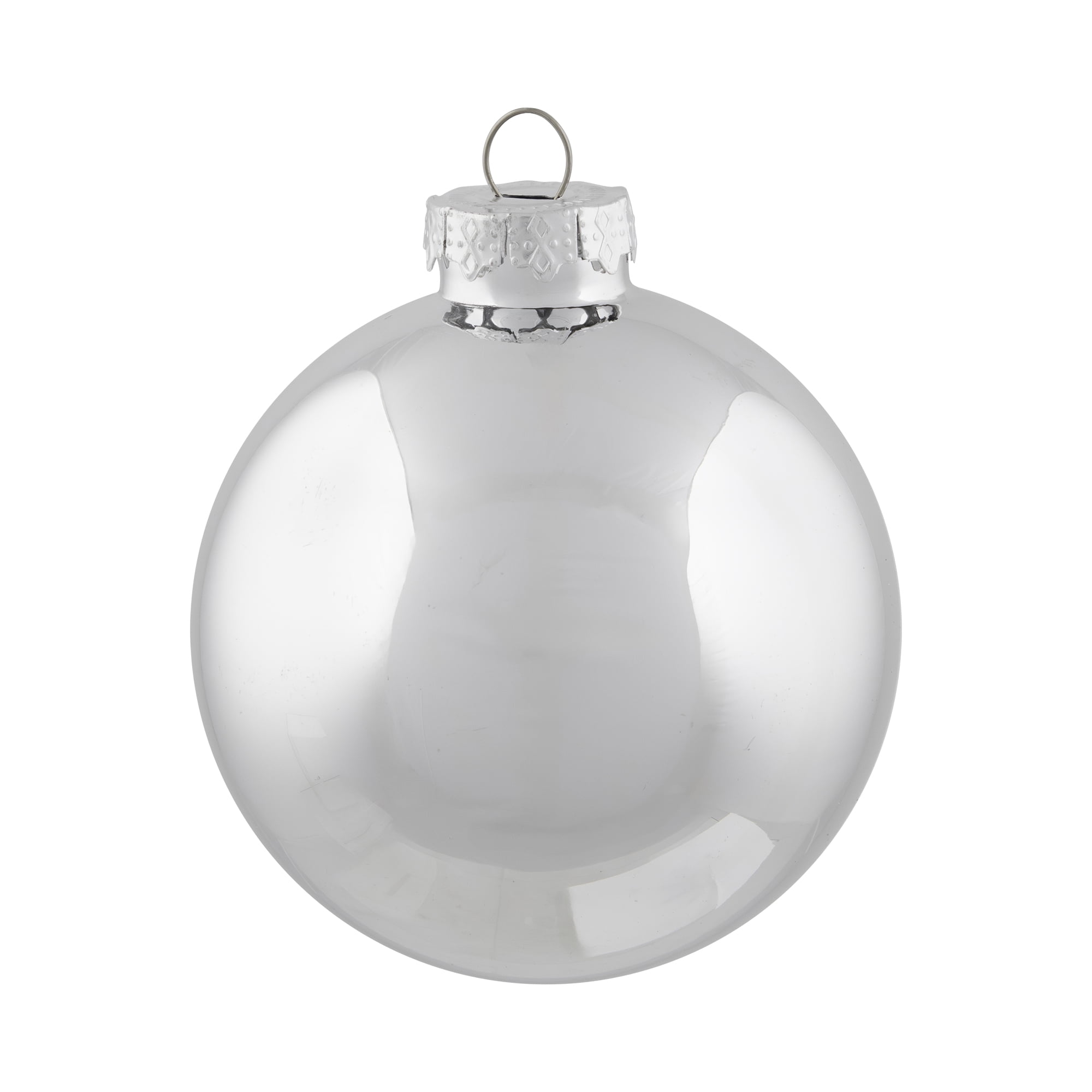 6-Piece Shiny and Matte Silver Glass Ball Christmas Ornament Set 3.25" (80mm)