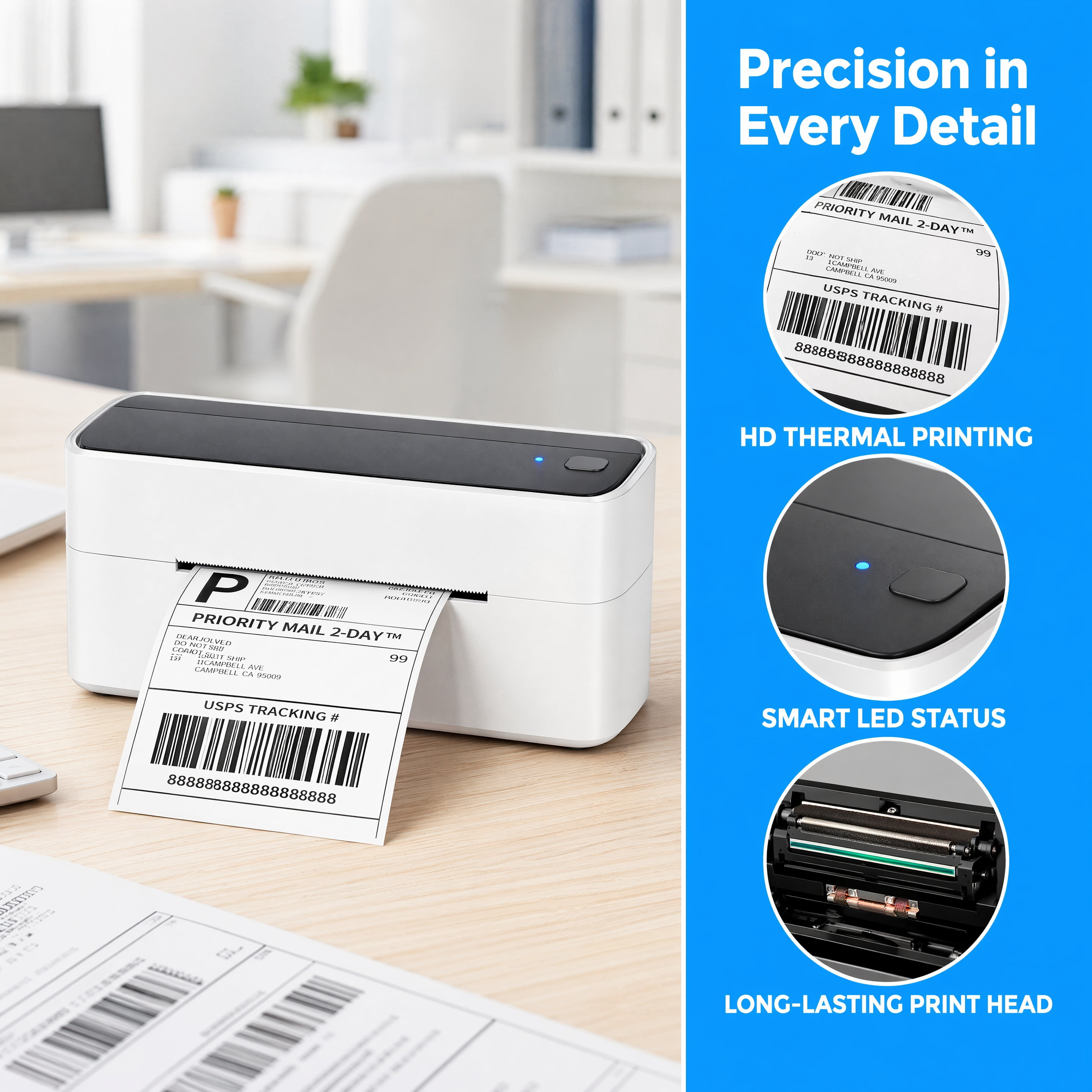 Phomemo Shipping Label Printer - 241BT 4X6 Wireless Thermal Label Printer, Bluetooth Thermal Label Printers for Small Business, Compatible with iPhone, Android, Amazon, Shopify, UPS（Black）