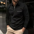 thumbnail image 2 of Afdoent Mens Polo Shirts Long Sleeve Color Block Lapel Quarter Zip Shirt Classic Casual Holiday Shirts Tops For Business Comfy, 2 of 5
