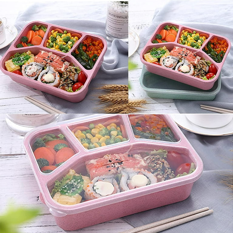 4 Pack Snack Containers, TRIANU Reusable Snack Box, 4 Compartments Meal Prep  Lunch Containers for Kids Adults, Divided Food Storage Containers for  School Work Travel, Multicolor 