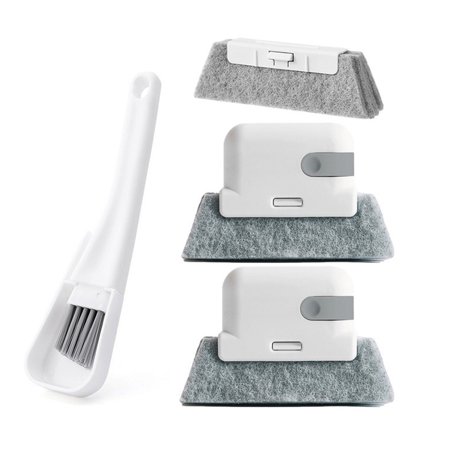 

Kripyery Cleaning Brush 2-in-1 Strong Decontamination Deep Cleaning Built-in Scraper Window Groove Cleaning Dusting Cloth Home Supplies