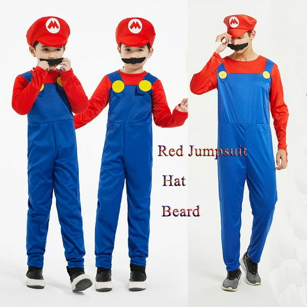 Super Mario Luigi Bros disfraces de Halloween Cosplay mostrar traje conjunto dibujos animados familia padre e hijo ropa EDVX